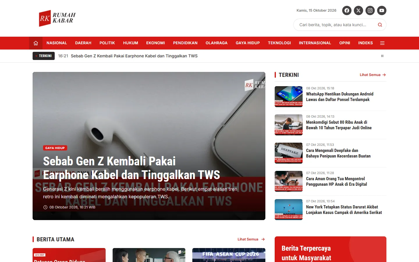 Tampilan website RumahKabar